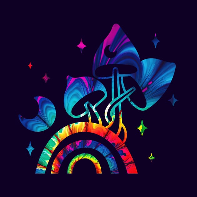 Three Magic Mushrooms on a Rainbow by KOTOdesign