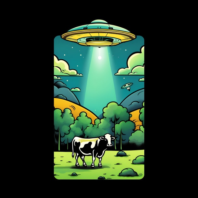 UFO Cow Abdcution by roswellboutique