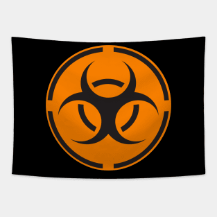 Orange biohazard label Tapestry