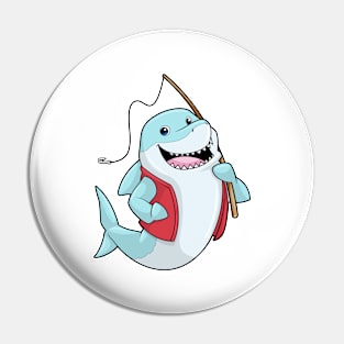 Shark at Fishing with Fishing rod Pin