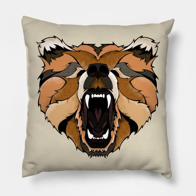 Angry Bear Pillow by AndreasPreis