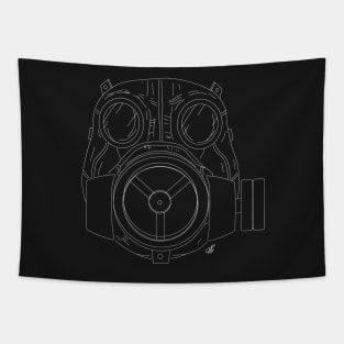 Caiman Gas Mask Outline Tapestry