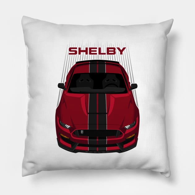 Ford Mustang Shelby GT350 2015 - 2020 - Rapid Red - Black Stripes Pillow by V8social