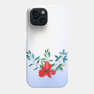 Illustrated Poppy Flower Gradient Phone Case