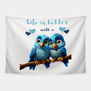 Whimsical Blue Birds: A Disney-Inspired Delight Tapestry