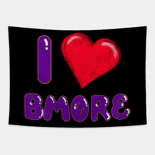 I LOVE BMORE WITH HEART SHAPE DESIGN Tapestry by The C.O.B. Store