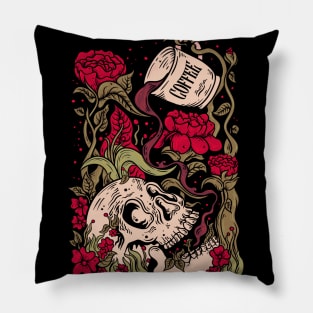 Staying Alive - Coffee Skull Funny Skeleton Caffeine Addict Pillow