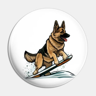 Support the Environment in Style - German Shepherd Snowboarding Design Pin