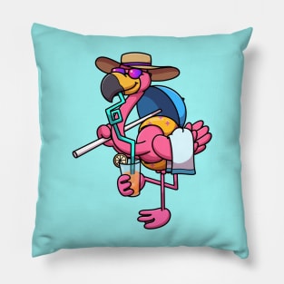 Flamingo On The Beach Pillow