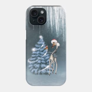 Christmas, cute giraffe and bird Phone Case