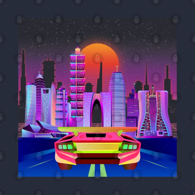 Neon Sunset Night City Drive | Cyberpunk Art | Video Game Inspired by mschubbybunny