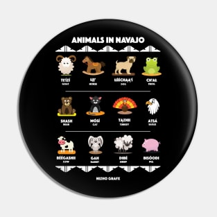 Animals in Navajo for Dark shirts Pin