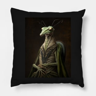 Royal Portrait of a Praying Mantis Pillow