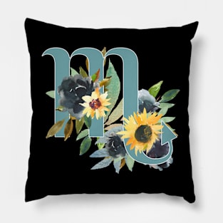 Scorpio Horoscope Zodiac Blue Sunflower Design Pillow