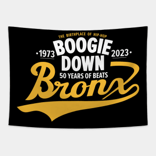 Boogie Down Bronx lettering - 50 years of Hip Hop Tapestry