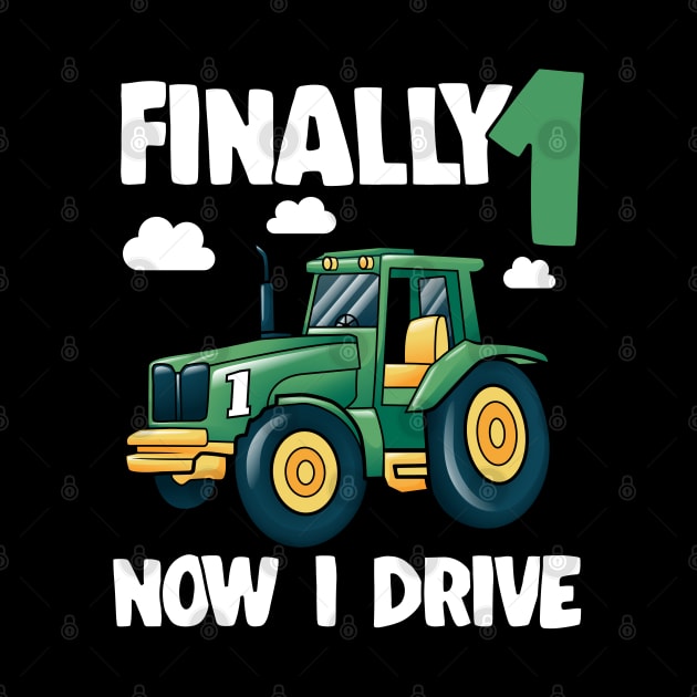 Kids Finally 1 1st Birthday Gift Boy Tractor by Kuehni