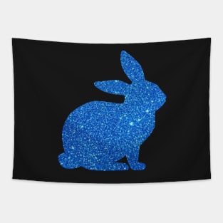 Blue Faux Glitter Easter Bunny Tapestry