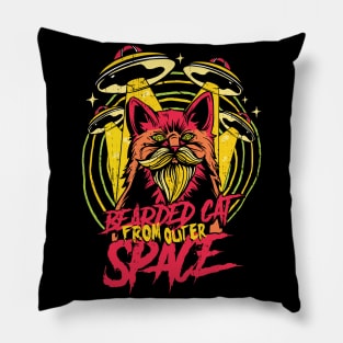 Bearded cat from outer space Pillow