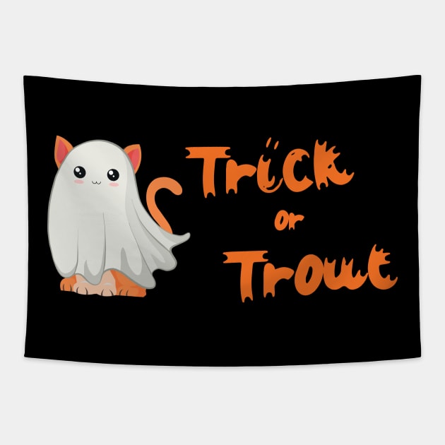 Halloween Cat Ghost Spooky Cute Tapestry by MGO Design