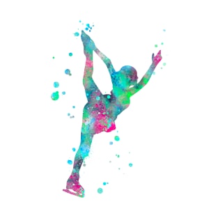 Figure Skating Watercolor Painting 4 T-Shirt