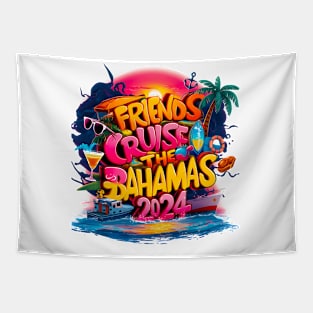 Friends Cruise 2024 Matching Flamingo Cruise Squad Tapestry