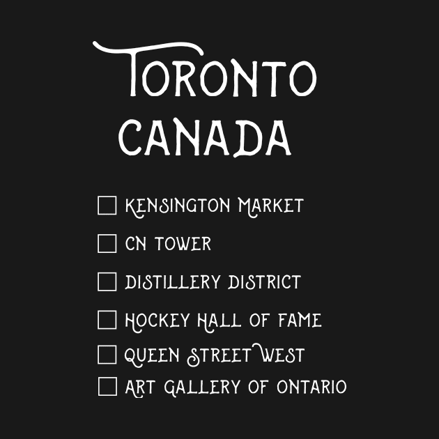 Toronto Canada Travel Checklist by bluerockproducts