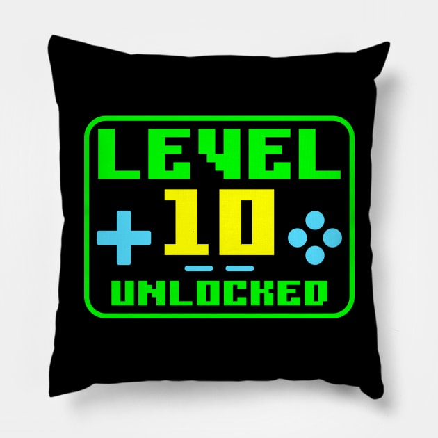 Level 10 Unlocked Pillow by colorsplash