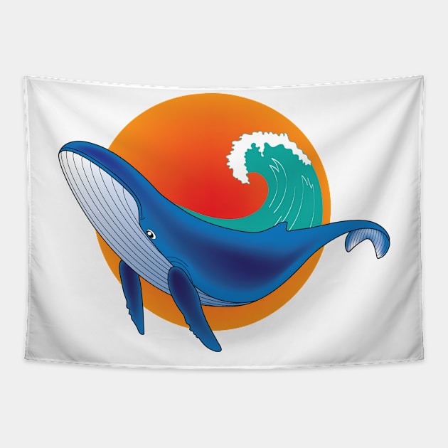 Whales and warm sun Tapestry by Supak