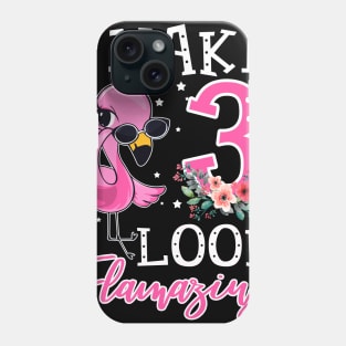 Kids I Make 3 Look Flamazing Flamingo Birthday Phone Case