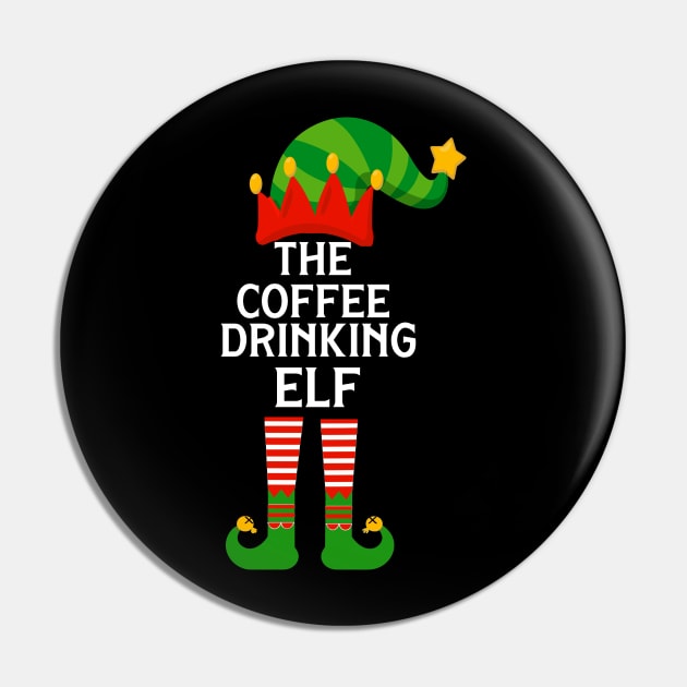 Coffee Drinking Elf Family Matching Christmas Elf Group Gift Pin by albaley