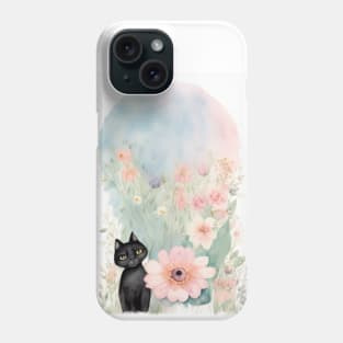 Black Cat in Pastel Colors Phone Case