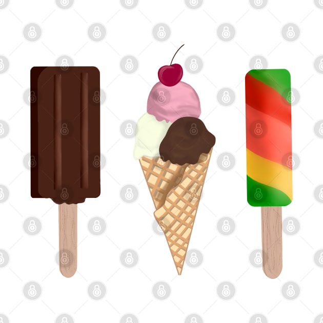 3 ice creams by Andrea Ruiz Designs