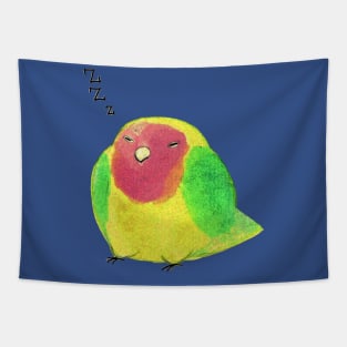 Sleepy Watercolor Lovebird Tapestry