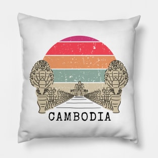 Angkor Thom Majesty: Cambodia's Ancient Wonder -- Vintage Edition Red Pillow