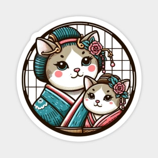 Japanese cat mom Magnet