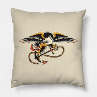 eagle & anchor traditional tattoo Pillow