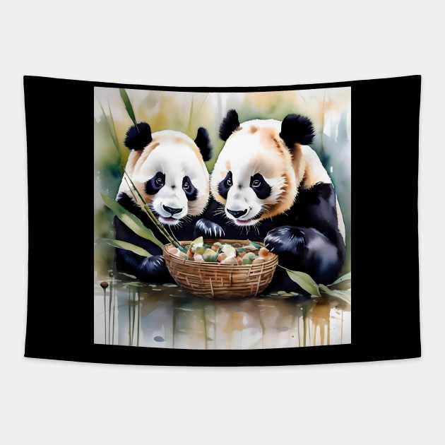 Panda Bear Study Tapestry by Oldetimemercan