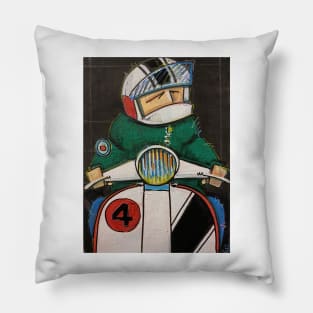 Retro Scooter, Classic Scooter, Scooterist, Scootering, Scooter Rider, Mod Art Pillow