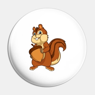 Cartoon chipmunk with nut Pin