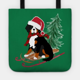 Bernese Mt Dog Bringing Home Xmas Tree Tote