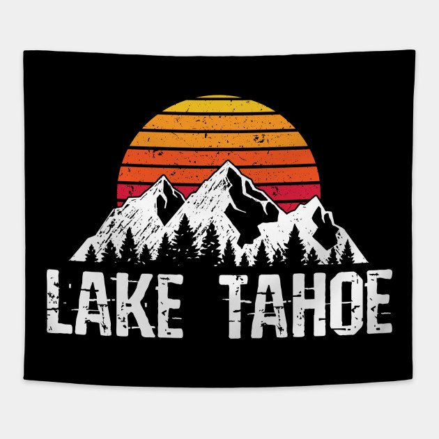 Lake Tahoe Distressed Mountain Sun Outdoor Lake Tahoe Tapestry Teepublic