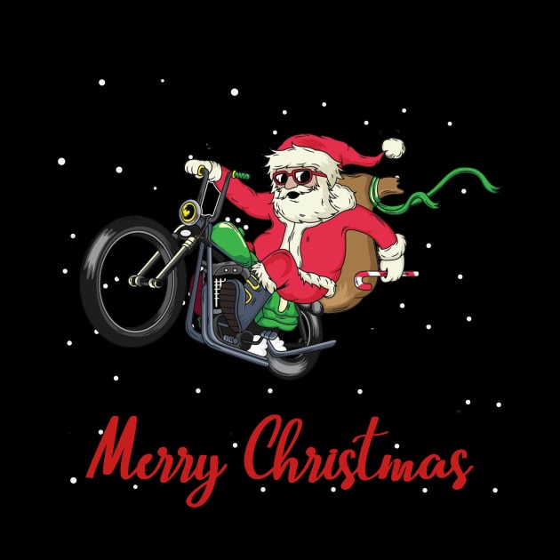 Funny Santa Motorcycle Biker Christmas by TeeSky