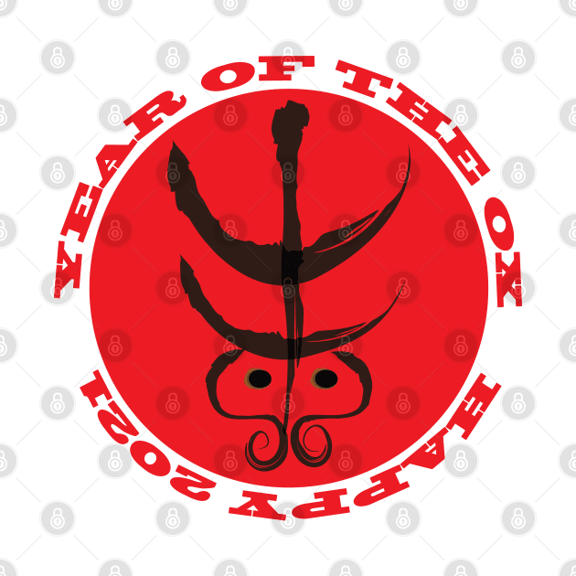 Happy Lunar New year - Year of the OX.( Red) by Vivid Art Design