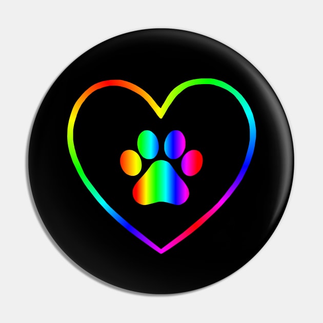 Rainbow Paw Heart Pin by Art by Deborah Camp