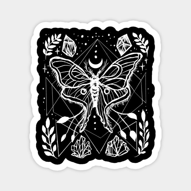 Lunar Moth, Crystals, Sacred Geometry, Witchy, Punk, Goth Magnet by LunaElizabeth