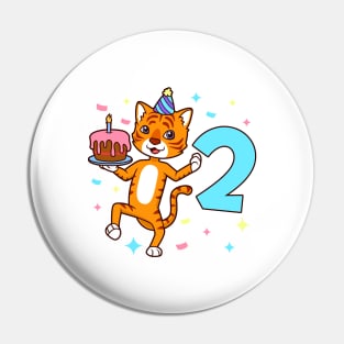 I am 2 with tiger - boy birthday 2 years old Pin