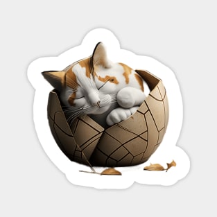 Kintsugi Japan Style Sleepy Cute Kitty Cat Magnet