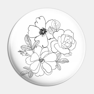 Elegant Roses Floral Line Drawing design Pin