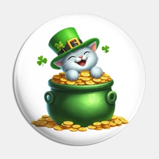 St Patricks Day Russian Blue Cat Pin