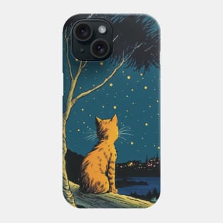 Marmalade Cat Looking at a View over a Lake Phone Case